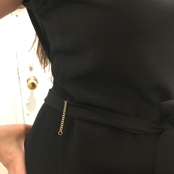 Reiss Black Crepe Dress. High/low. Shoulder Detail - Picture 6 of 8